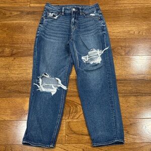 American Eagle Outfitters Blue Stretch Denim Mom Jeans